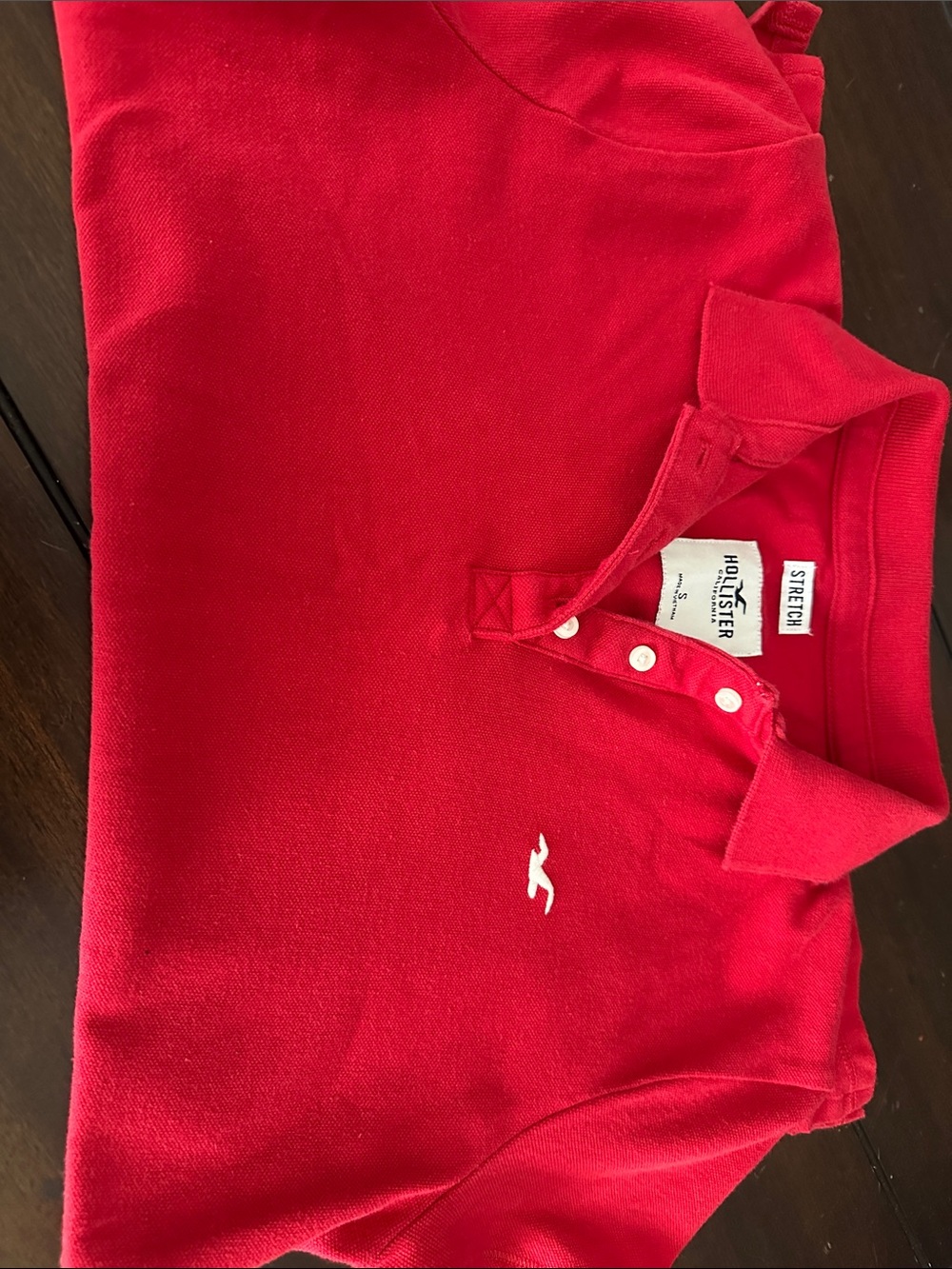 Hollister Red Short-Sleeve Polo Shirt